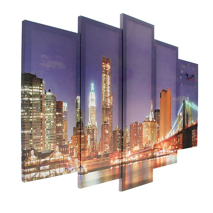 Часы настенные модульные «Огни ночного города», 80 × 140 см