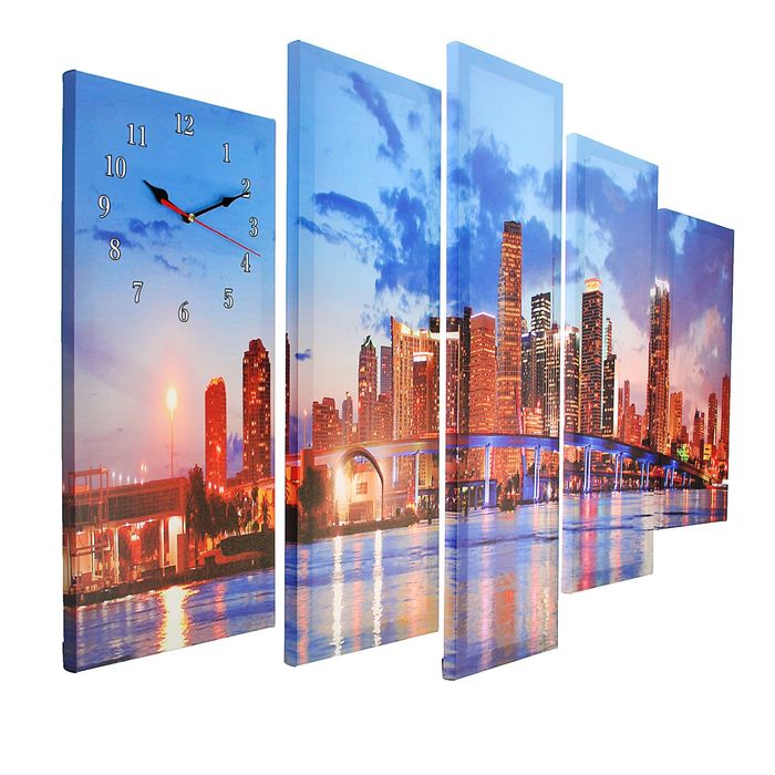 Часы настенные модульные «Ночной город», 80 × 140 см