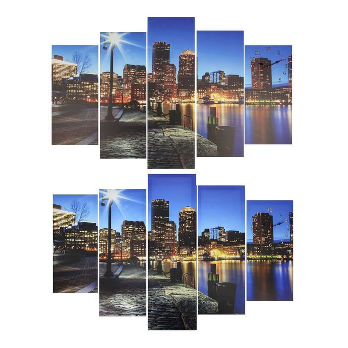 Часы настенные модульные «Вечерний город», 80 × 140 см