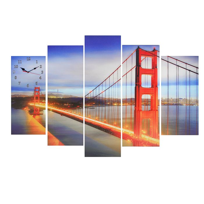 Часы настенные модульные «Мост Золотые ворота», 80 × 140 см