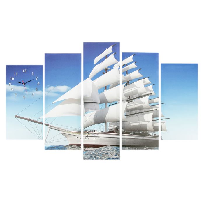 Часы настенные модульные «Парусник», 80 × 140 см