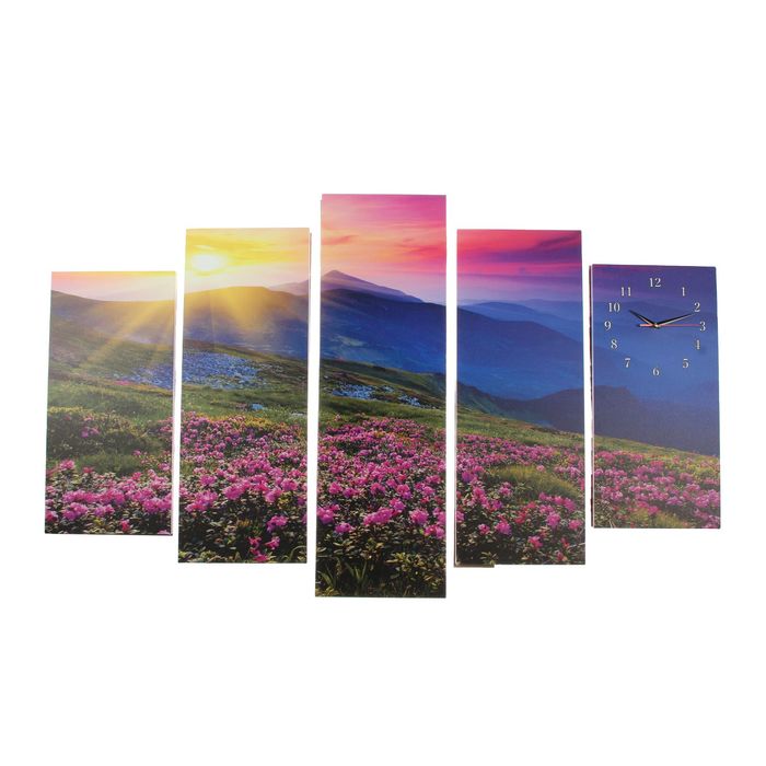 Часы настенные модульные «Рассвет в горах», 80 × 140 см