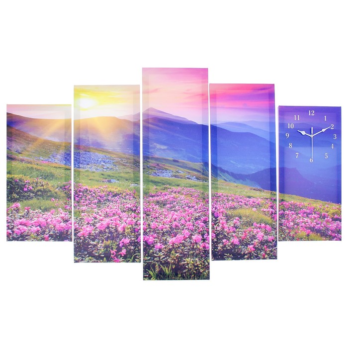 Часы настенные модульные «Рассвет в горах», 80 × 140 см