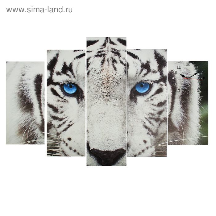 фото Часы настенные модульные «белый тигр», 80 × 140 см сюжет