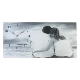 Часы настенные, на холсте, серия: Люди,"Влюбленная пара", 40х76  см, микс
