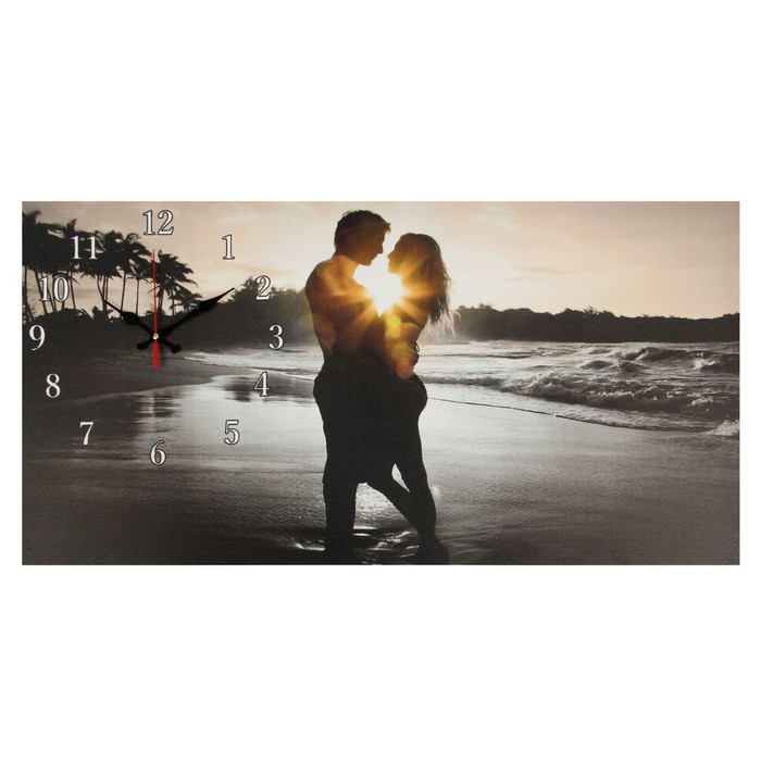 Часы настенные на холсте "Влюбленная пара", 40х76 см микс