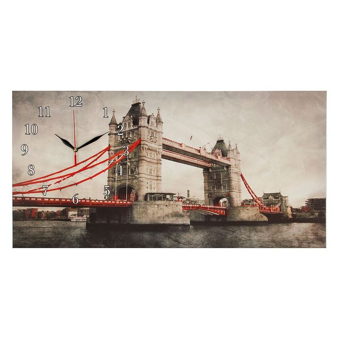 Часы настенные на холсте "Тауэрский мост", 40х76 см микс