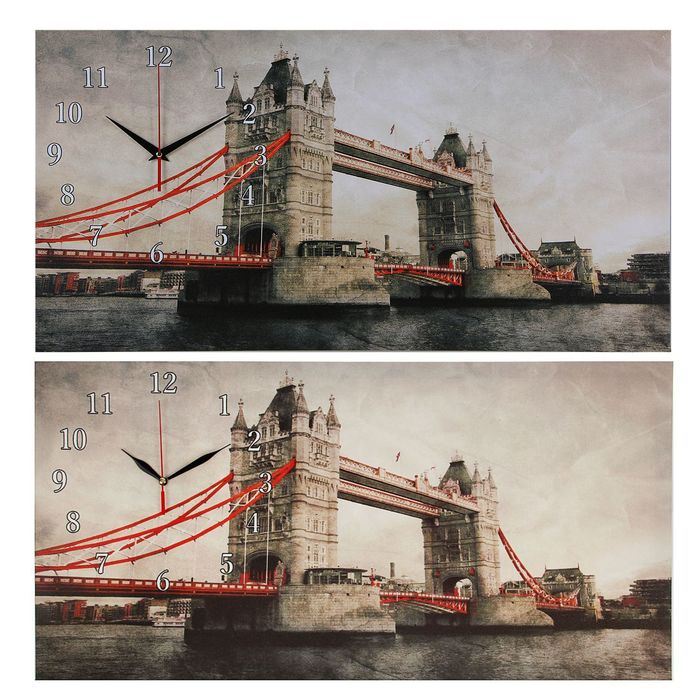 Часы настенные на холсте "Тауэрский мост", 40х76 см микс