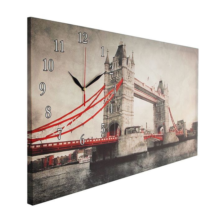 Часы настенные на холсте "Тауэрский мост", 40х76 см микс