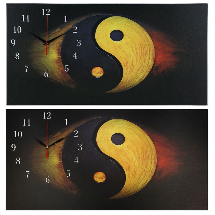 Часы настенные на холсте "Инь и Ян", 40х76 см, микс