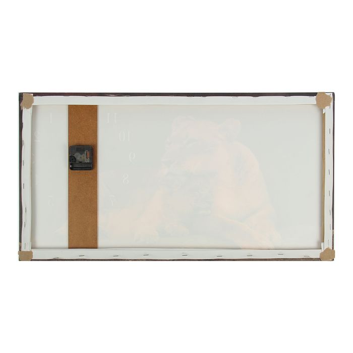 Часы настенные на холсте "Львица и львенок", 40х76 см микс