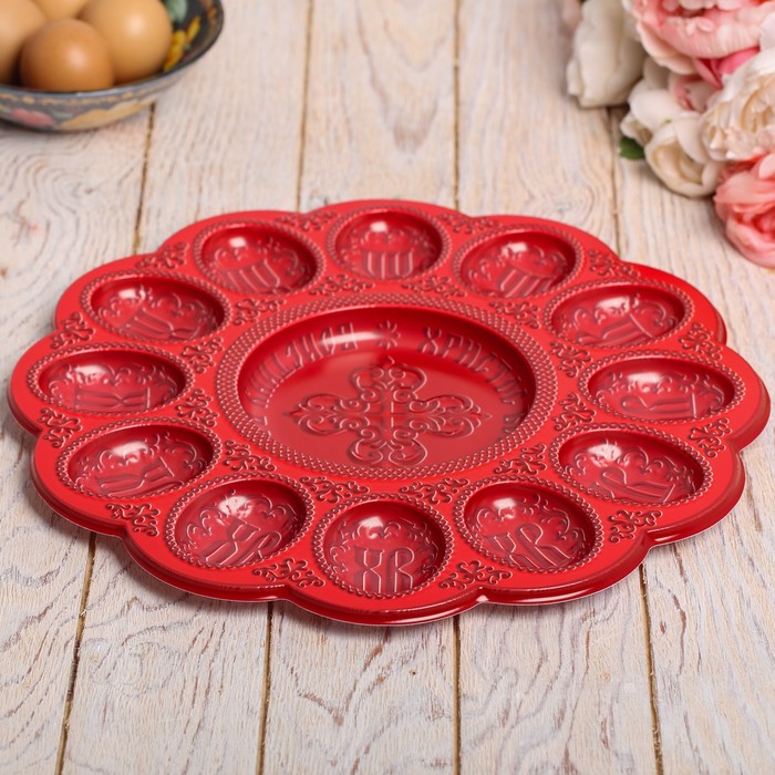 Пасхальная подставка на 12 яиц и кулич "ХВ. Элементы"