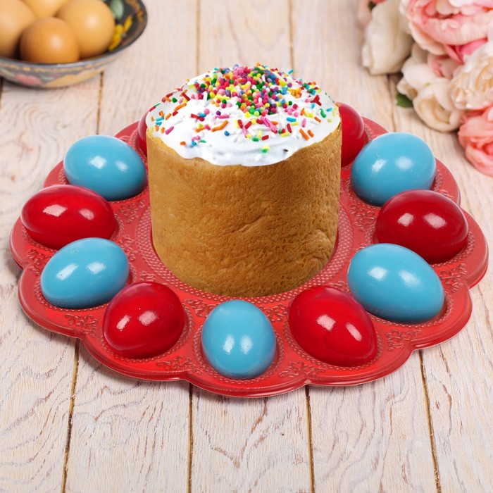 Пасхальная подставка на 12 яиц и кулич "ХВ. Элементы"