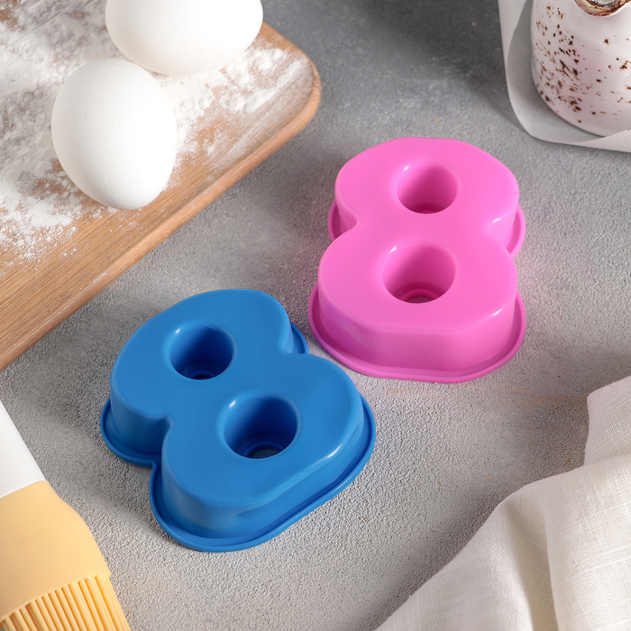 Форма для выпечки "Малая цифра восемь", цвета МИКС