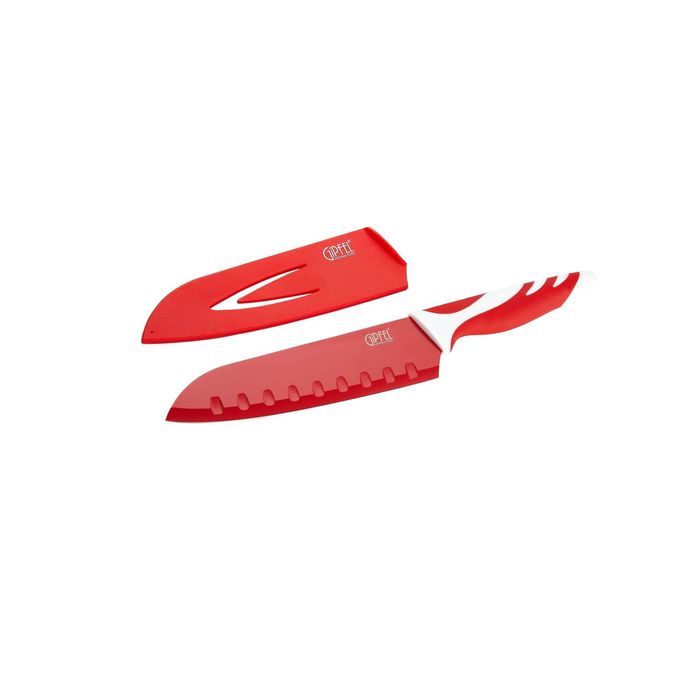 Нож Сантоку Rainbow 18 см, красная ручка