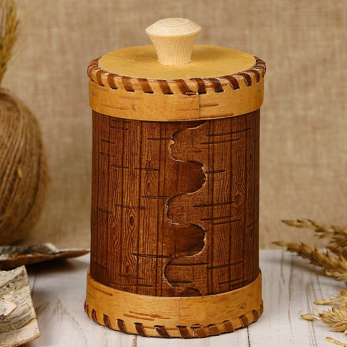 Туес «Бочонок», соль, 9×15.5 см, береста