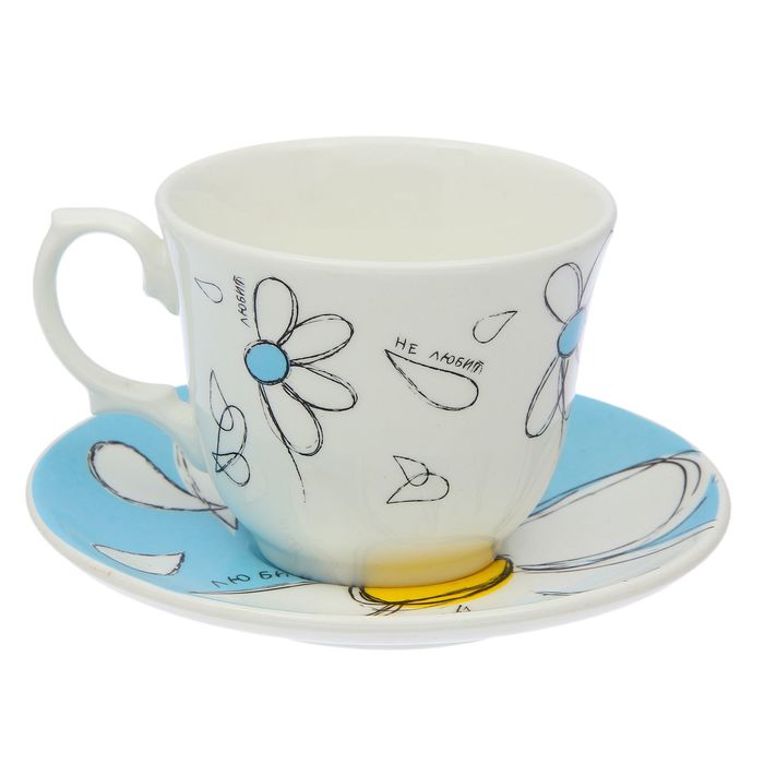 Чайная пара 270 мл "Арина. Любит-не-любит", блюдце 14,7 см
