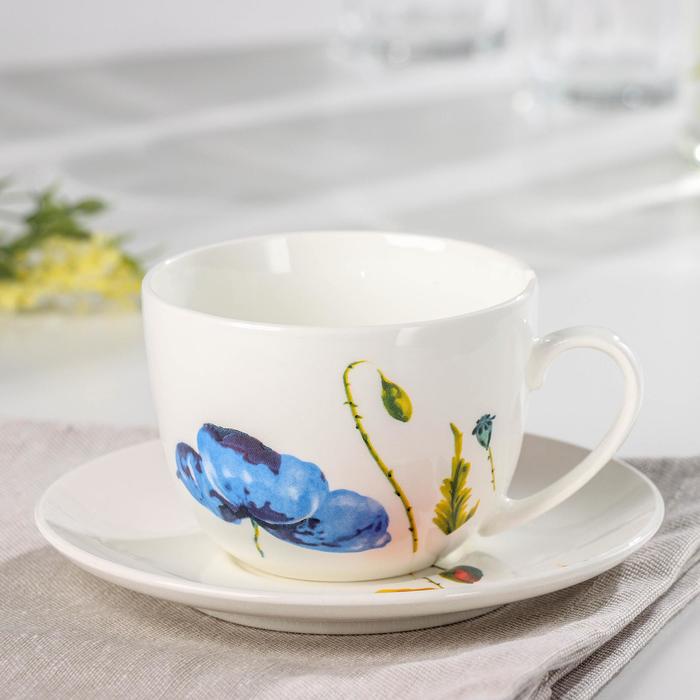 Чайная пара 270 мл "Арина. Полевые маки", блюдце 14,7 см