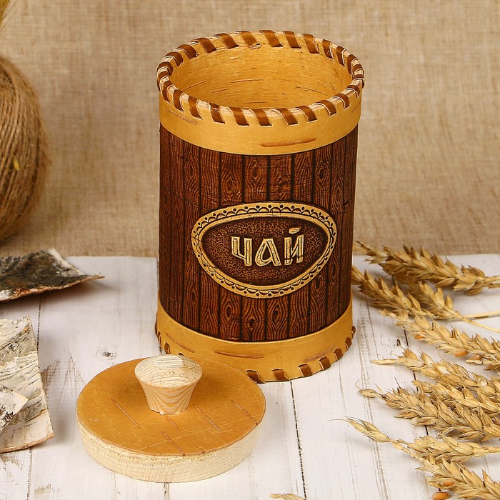Туес «Бочонок», чай, 8×11 см см, береста