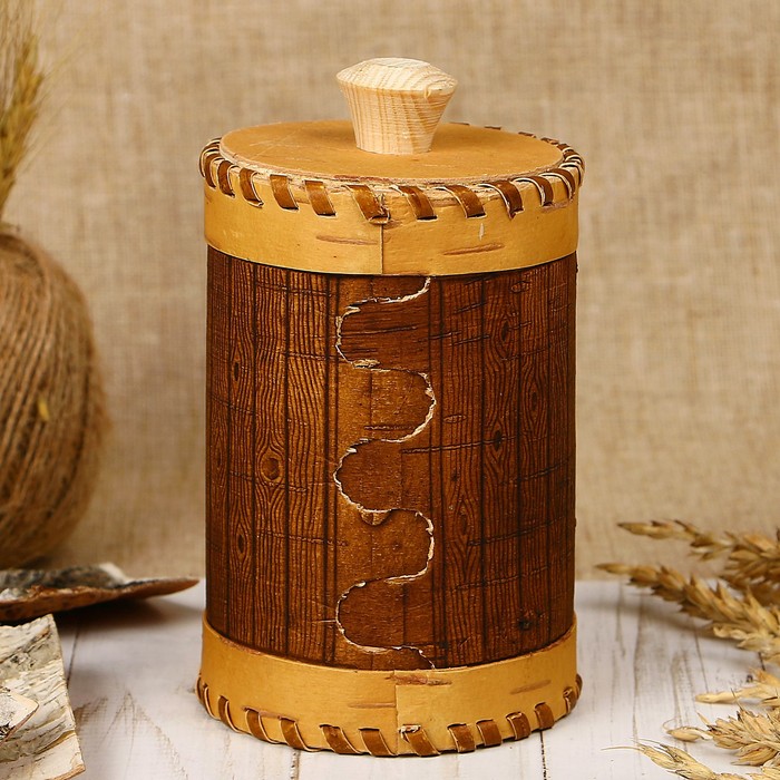 Туес «Бочонок», чай, 8×11 см см, береста