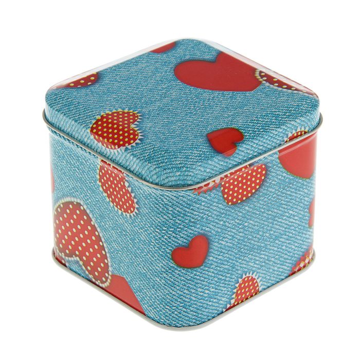 Подарочная коробка "Джинс", куб, 7,6 х 7,6 х 6,5 см