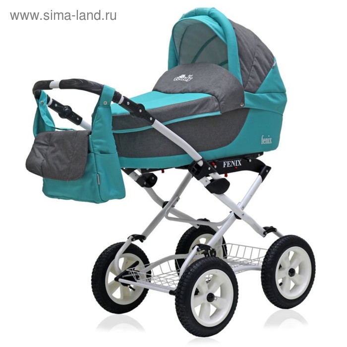 Коляска 2 в 1 Fenix Classic BartPlast 03 серый-бирюза 18988₽