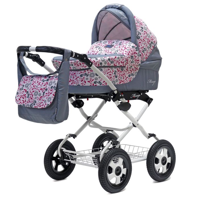 Коляска 3 в 1 Mirage PCO-F, цвет серый/розовый