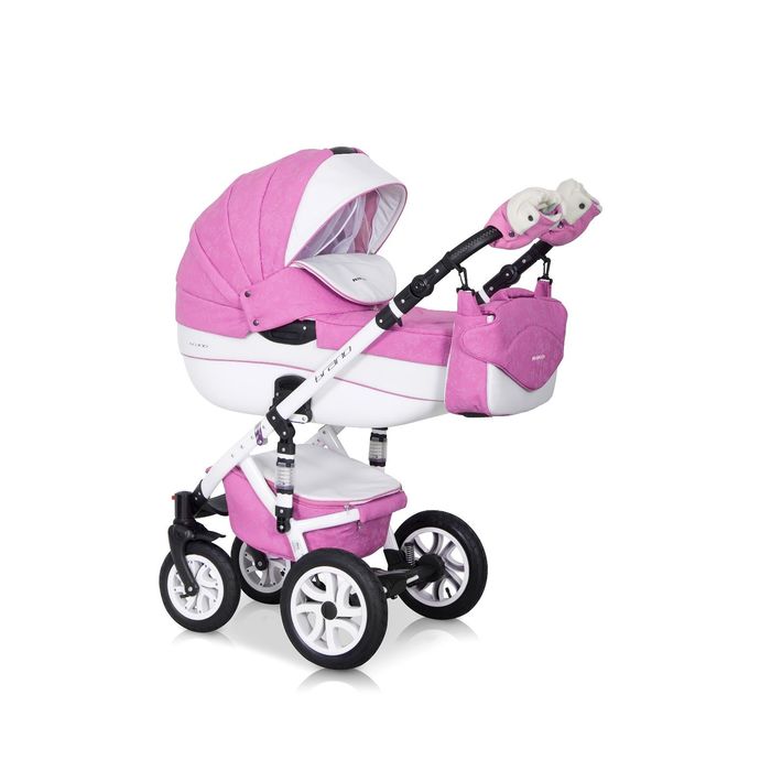 Коляска BRANO ECCO (Riko) / 18 розовый-белый