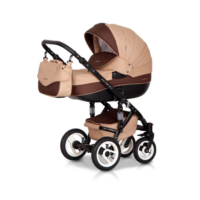 Коляска 3 в 1 Brano, цвет бежевый/шоколад