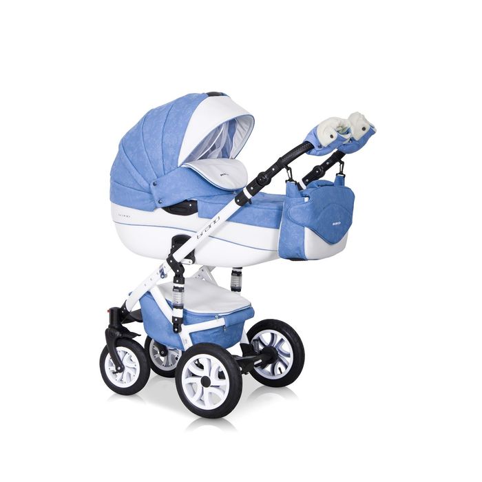 Коляска BRANO ECCO (3-в-1) (Riko) / 16 голубой-белый