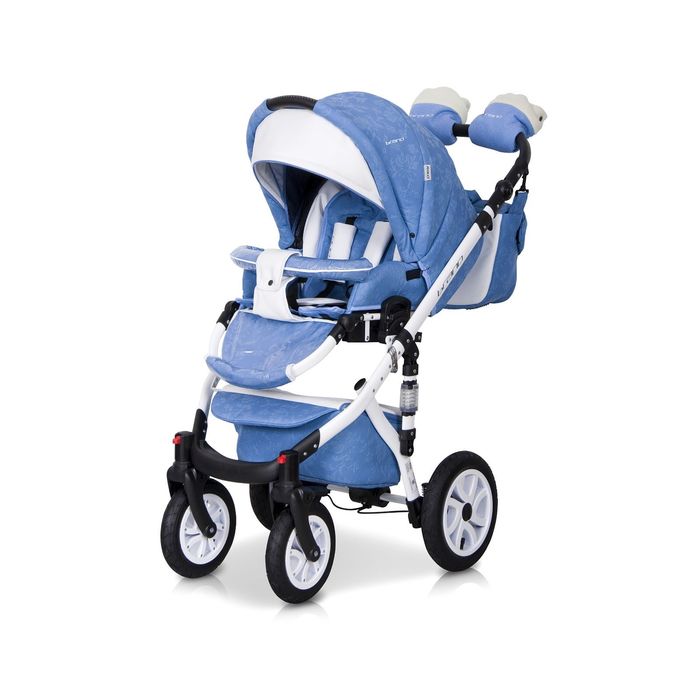 Коляска BRANO ECCO (3-в-1) (Riko) / 16 голубой-белый