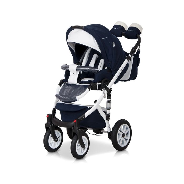 Коляска BRANO ECCO (3-в-1) (Riko) / 11 синий-белый