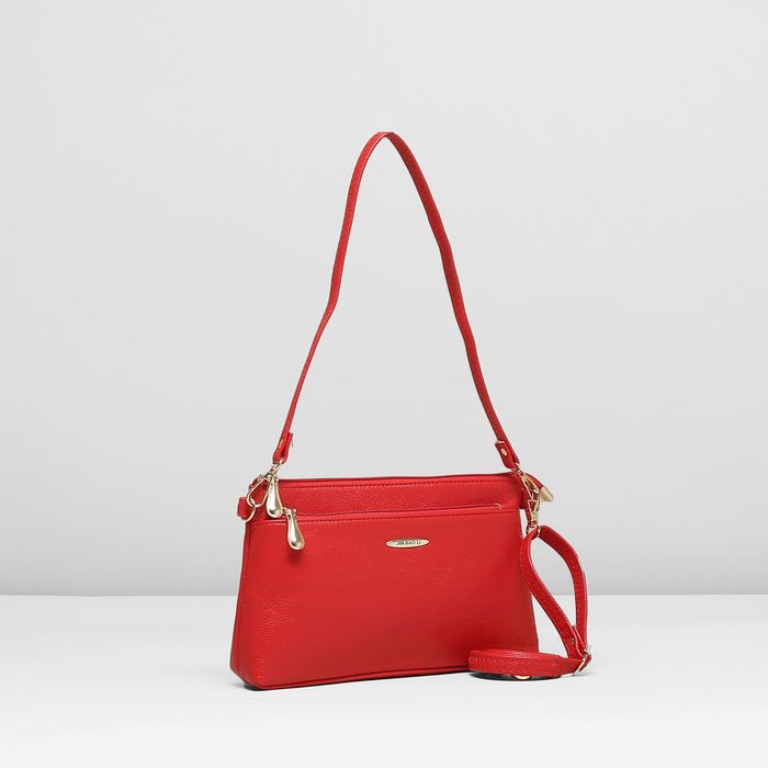 Сумка женская, 1 отдел с перегородкой, 2 наружных кармана, длинный ремень, цвет красный