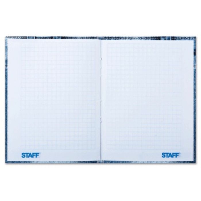Блокнот А6, 80 листов в клетку, твердая обложка, ламинированный STAFF "Джинса", 110x147 мм