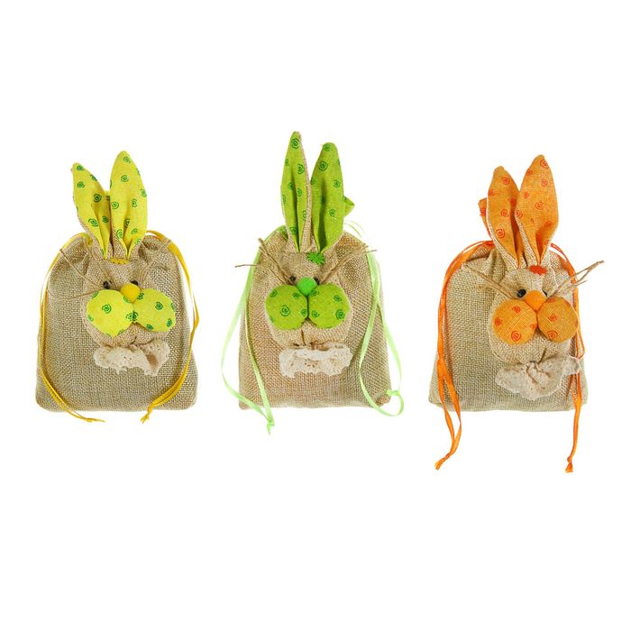 Подарочная сумочка "Щекастый зайка" в горошек, цвета МИКС