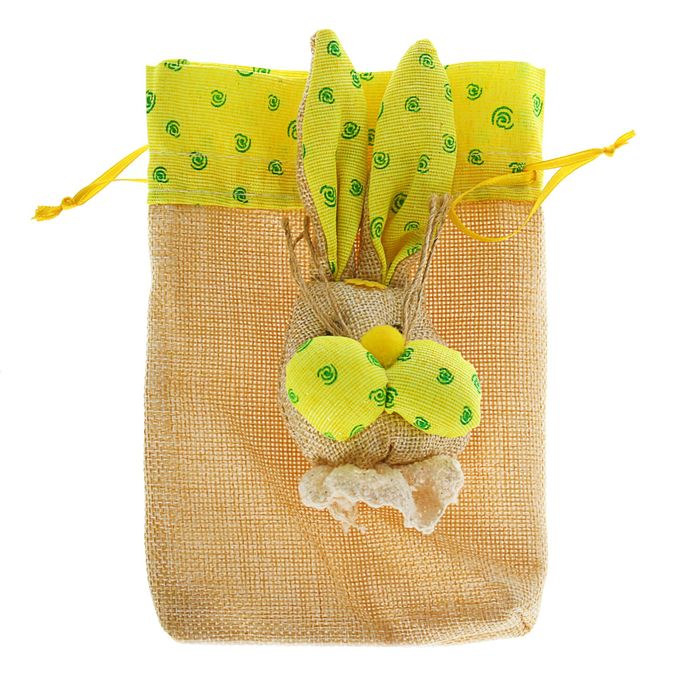 Подарочная сумочка "Щекастый зайка" в горошек, цвета МИКС