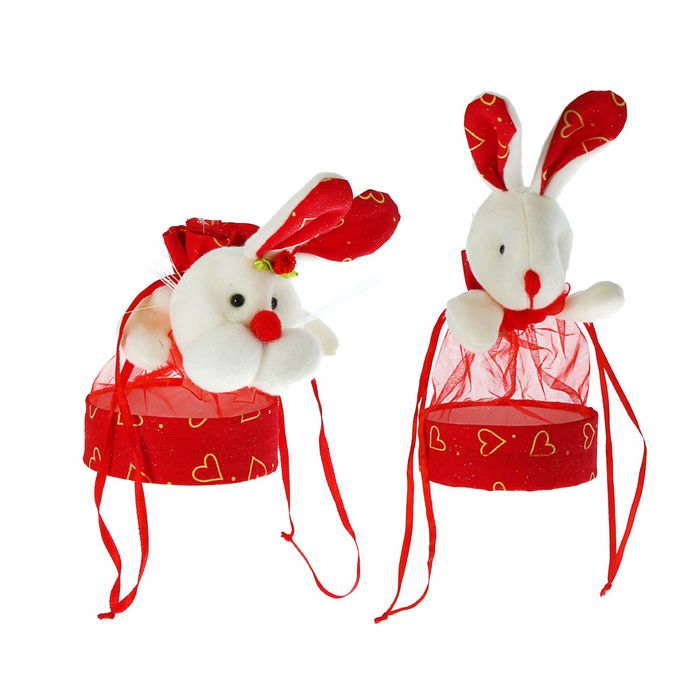 Подарочная сумочка "Заинька", сердечки на ушках, виды МИКС