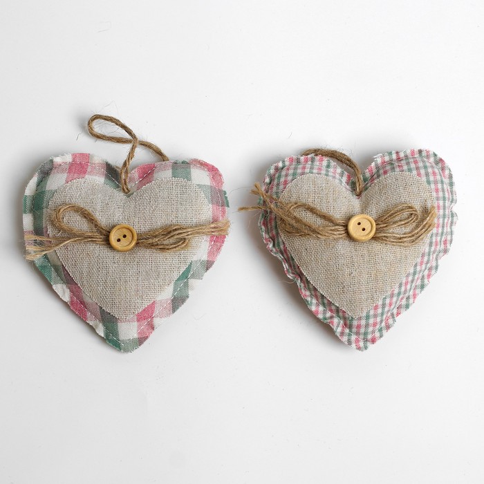 Мягкая игрушка-подвеска "Сердце" с пуговкой и бантиком, цвета МИКС