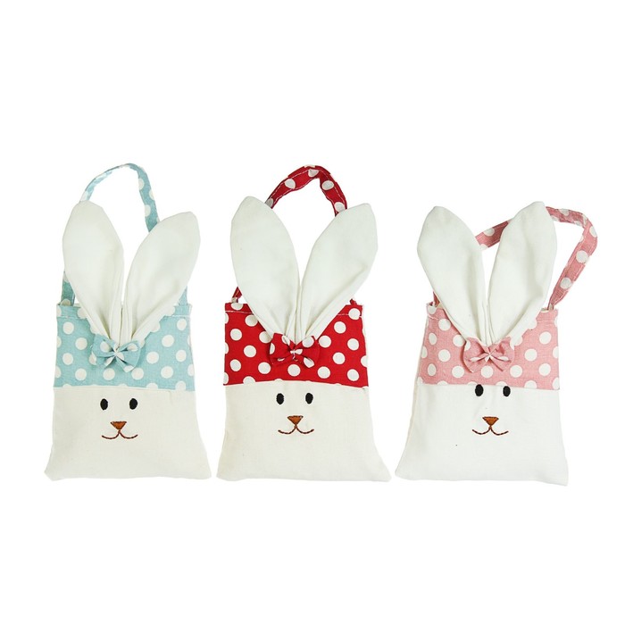 Подарочная сумочка "Зайка" в горошек, цвета МИКС