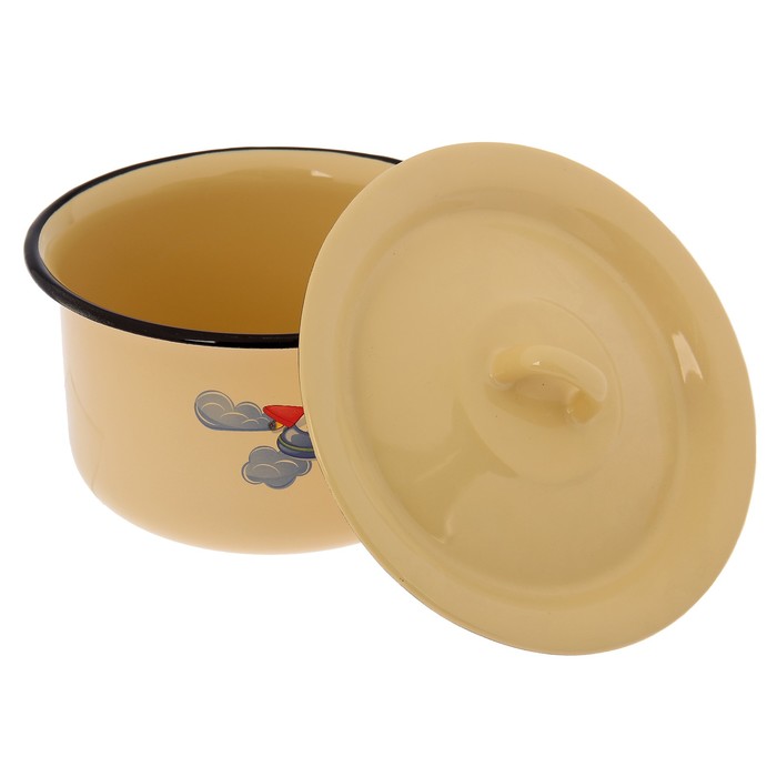 Горшок 1,9 л, декор МИКС, цвет палевый