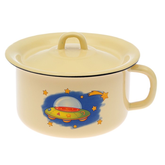 Горшок 1,9 л, декор МИКС, цвет палевый