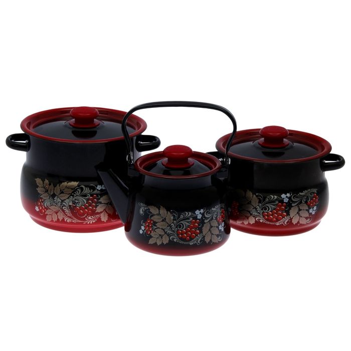 Набор кастрюль "Рябинка", 3 предмета: 4 л; 5,5 л; 2,3 л
