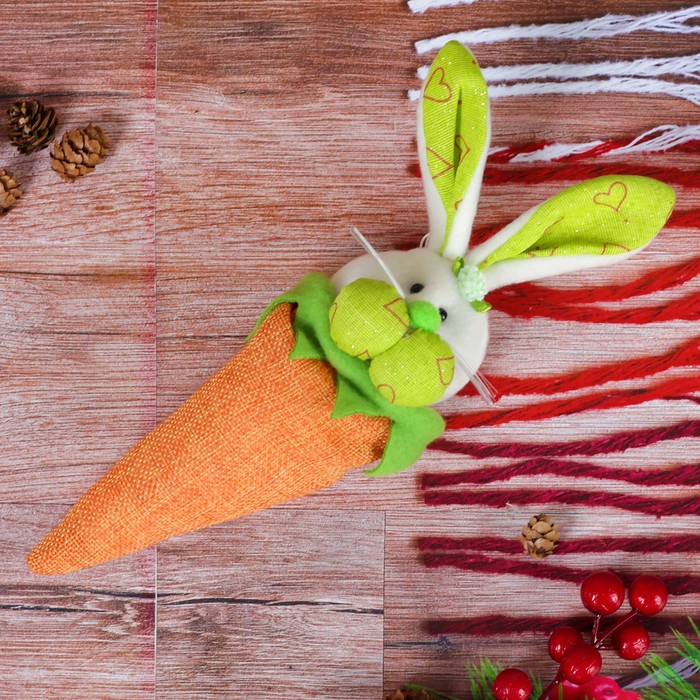 Подарочная сумочка "Ушастый зайка" морковка цвета МИКС