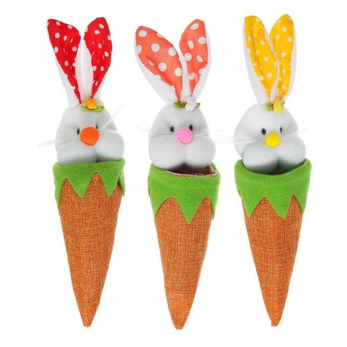 Подарочная сумочка "Ушастый зайка" морковка цвета МИКС