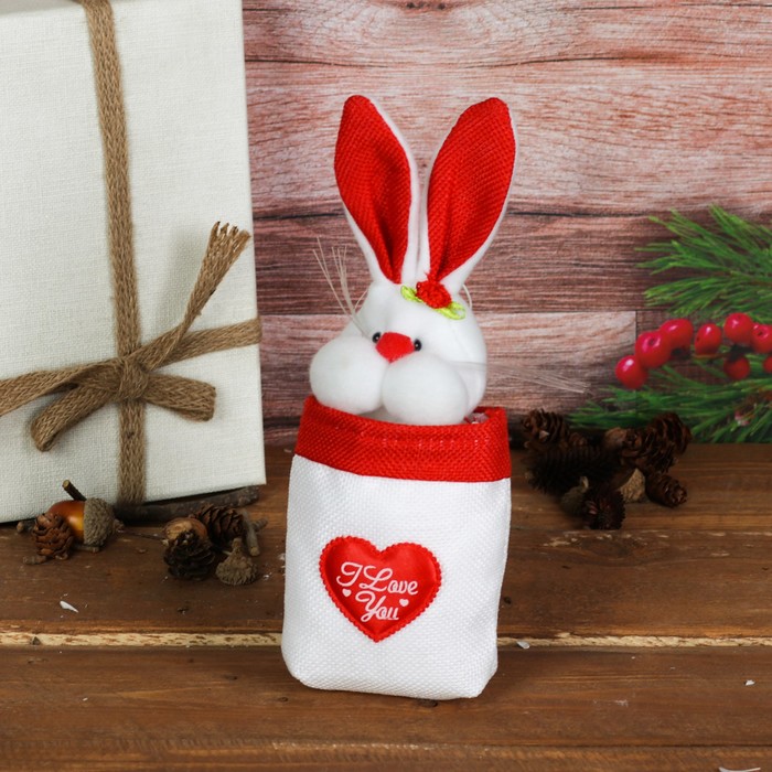 Подарочная упаковка "Ушастый зайка" с сердцем, виды МИКС