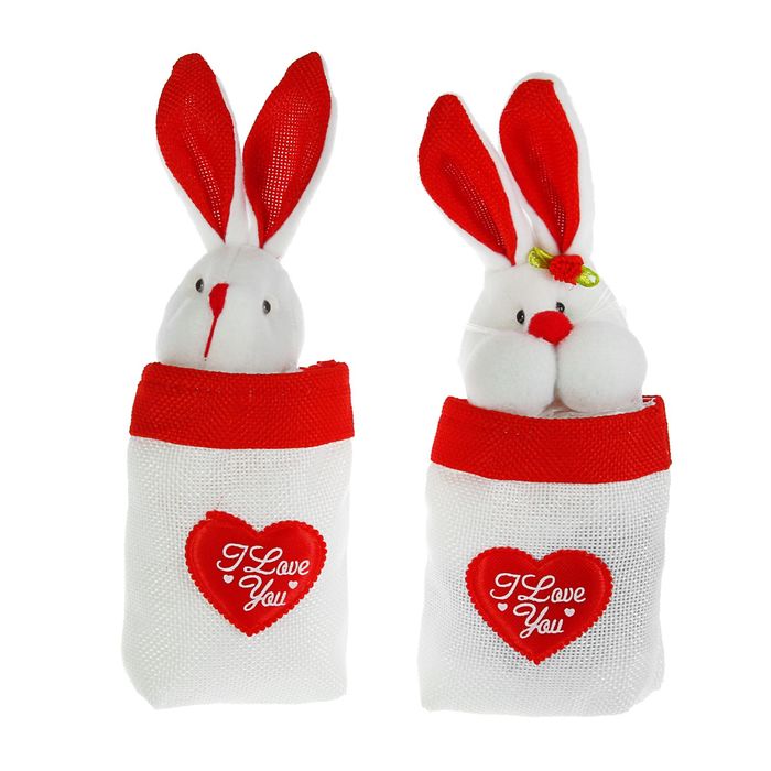 Подарочная упаковка "Ушастый зайка" с сердцем, виды МИКС