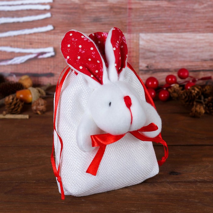 Подарочная сумочка "Зайка" ушки в крапинку, виды МИКС
