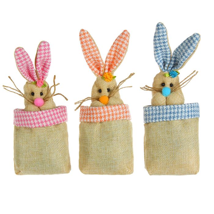 Подарочная упаковка "Усатый зайка" с цветочком, цвета МИКС