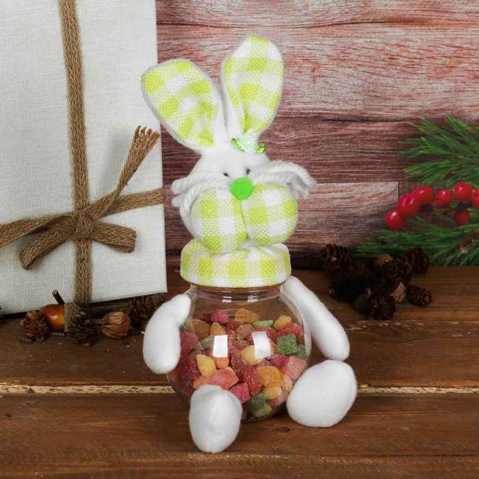 Подарочная упаковка "Зайка" ушки в клетку, цвета МИКС