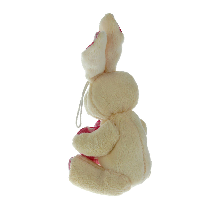 Мягкая игрушка-подвеска "Зайка с сердцем" в клеточку, цвета МИКС